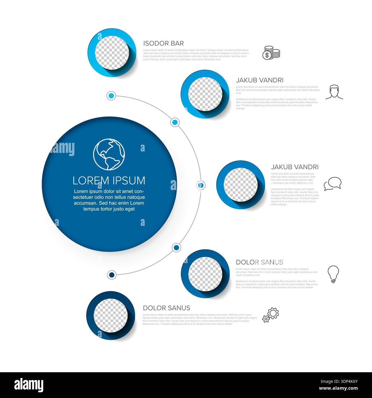 Versatility Infographic This professional infographic template features blue circular photo ...