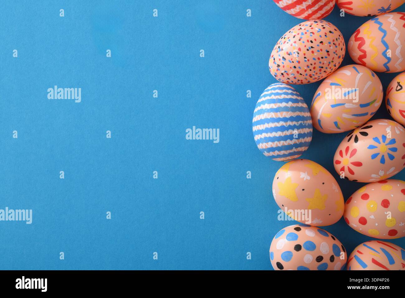 Easter Eggs Cluster with Copy Space Stock Photo