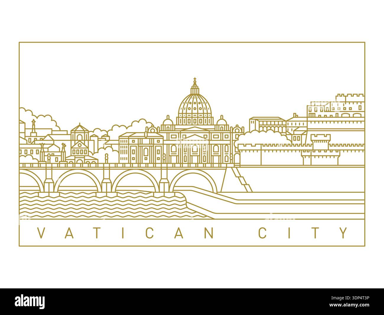 Vatican City City Skyline Vector Illustration. Line Art Urban Landscape Stock Vector