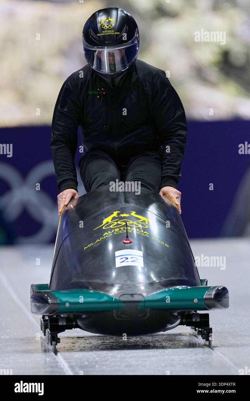 Australia's Bree Walker slides down the track during a women's monobob ...