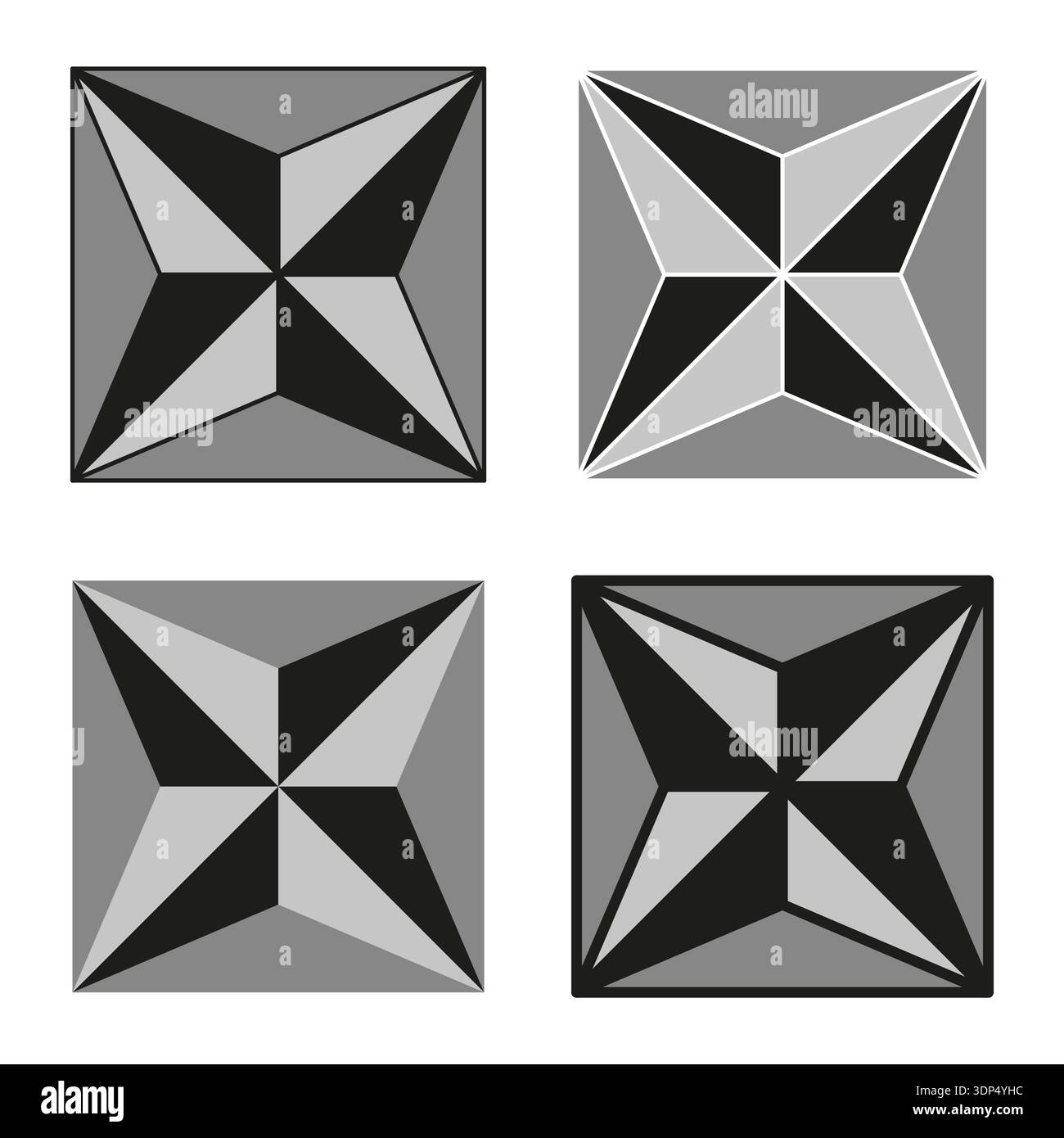 Diamond star icon. 3D shape symbol. Geometric grey Vector. Crystal element design. EPS 10. Stock Vector