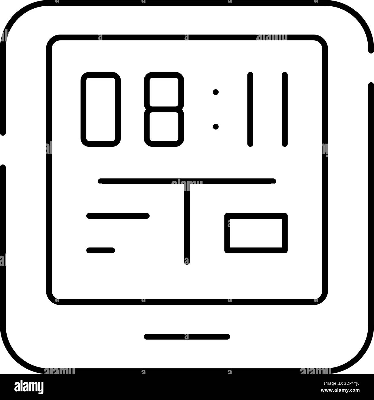 Digital clock displaying time and schedule interface Stock Vector Image ...
