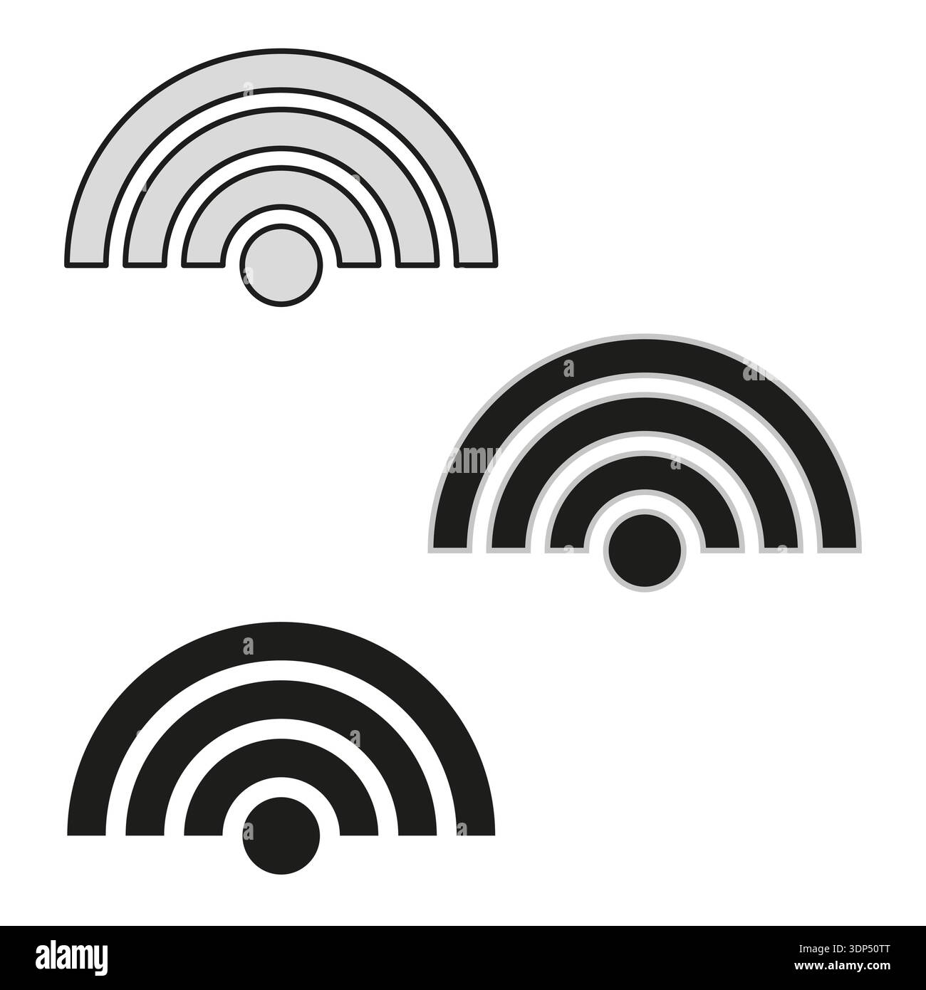 Wireless signal set. Network Vector icon. Communication wave symbol. Simple tech sign. EPS 10. Stock Vector