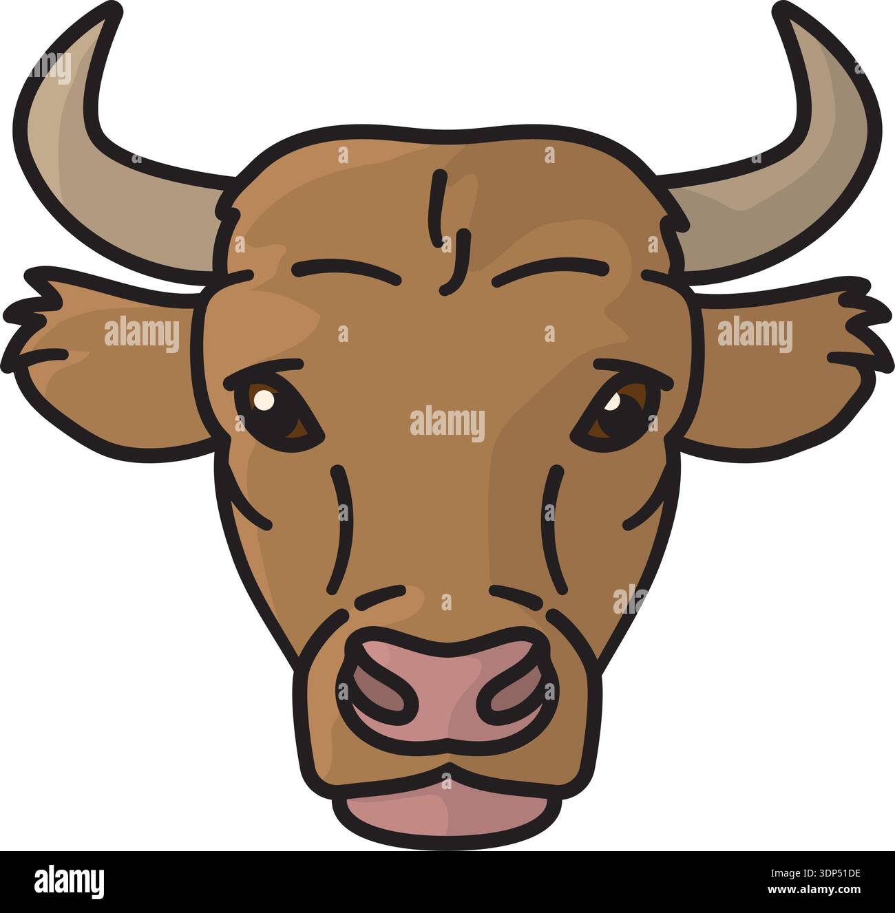 Bull head filled outline vector illustration Stock Vector