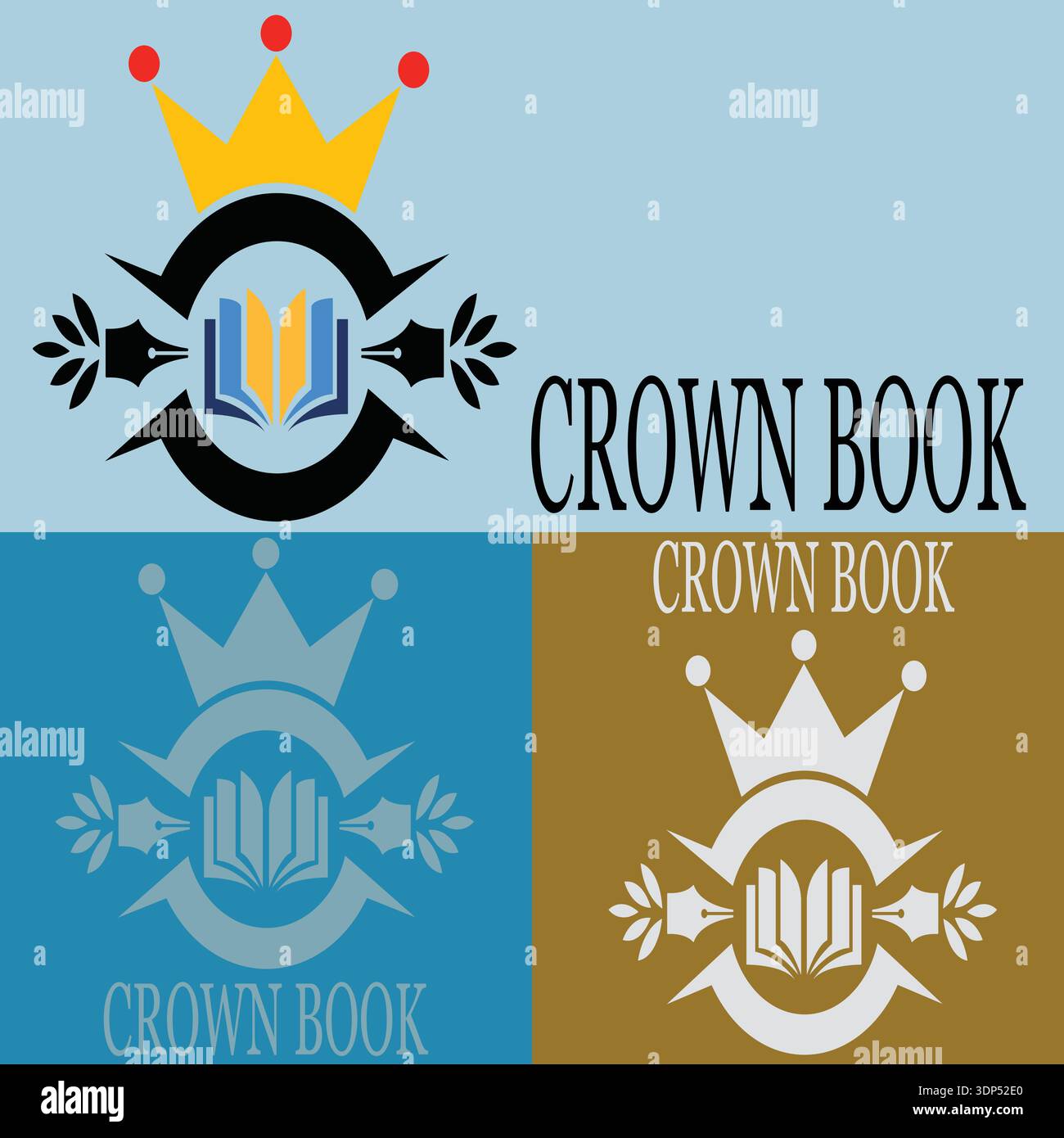 Compass and crown icon set. Vector illustration in flat style. Stock Vector
