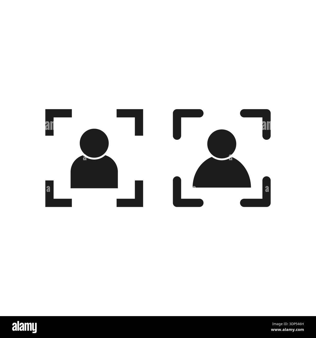 Face recognition icon. User scan Vector. Identity check symbol. Focus frame. EPS 10. Stock Vector