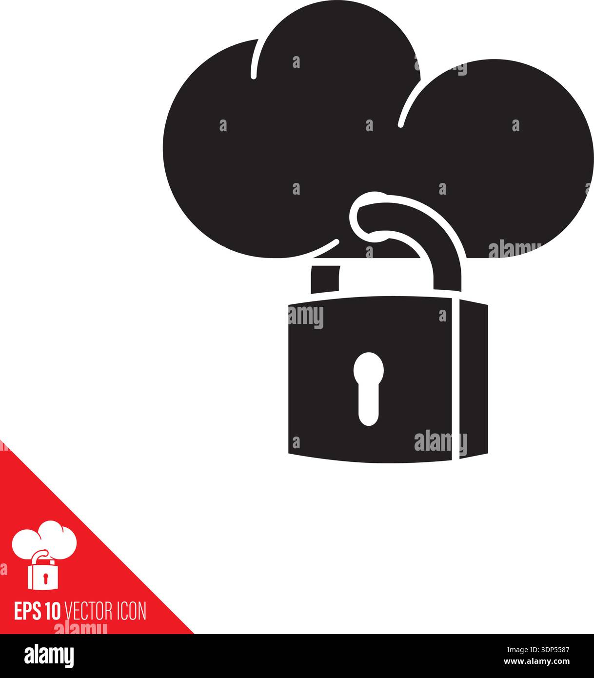 Cloud with padlock vector glyph icon for World Cloud Security Day on April 3 Stock Vector