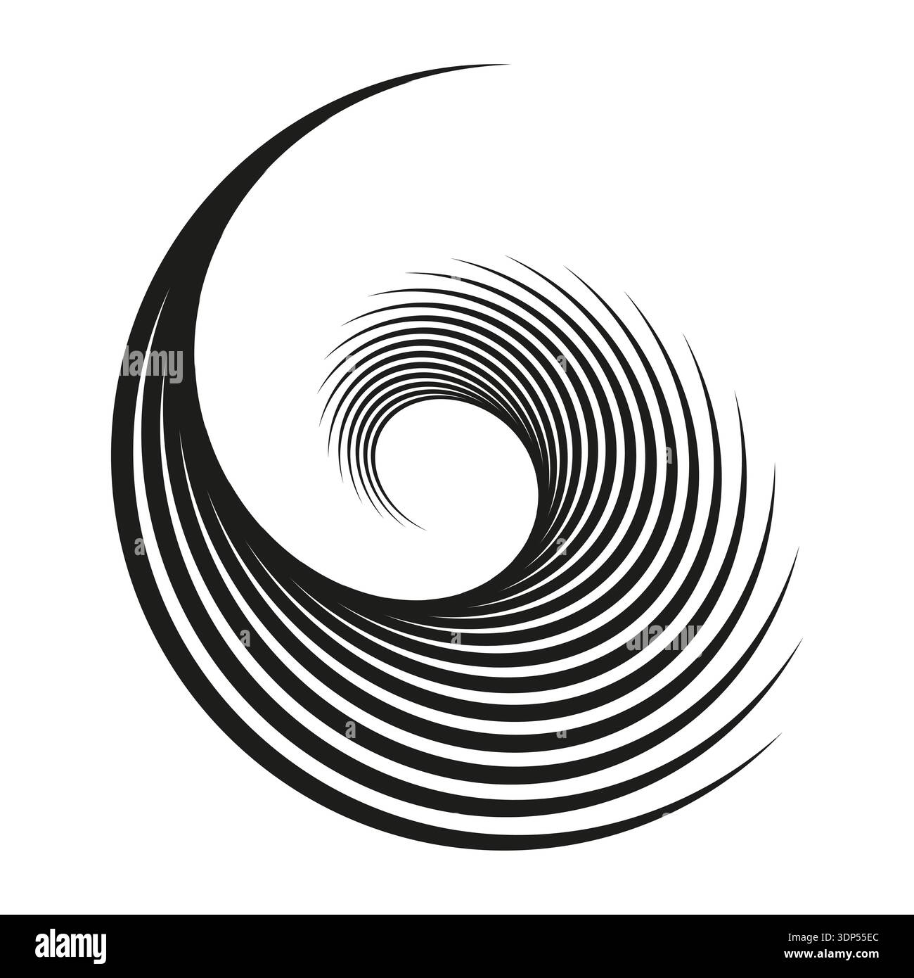 Spiral shell icon. Black swirl pattern. Abstract curve Vector. Geometric vortex shape. EPS 10. Stock Vector