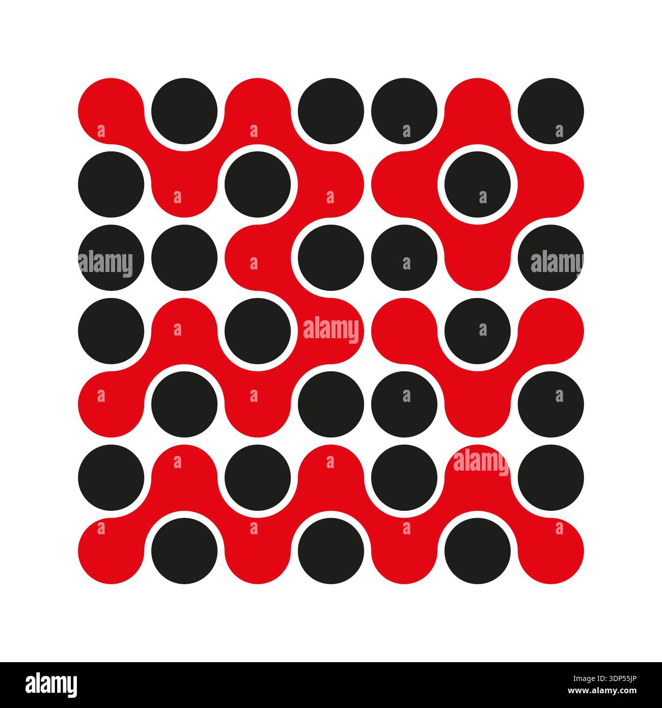 Red black pattern. Connected dot vector. Abstract circle grid. Geometric mesh art. Stock Vector