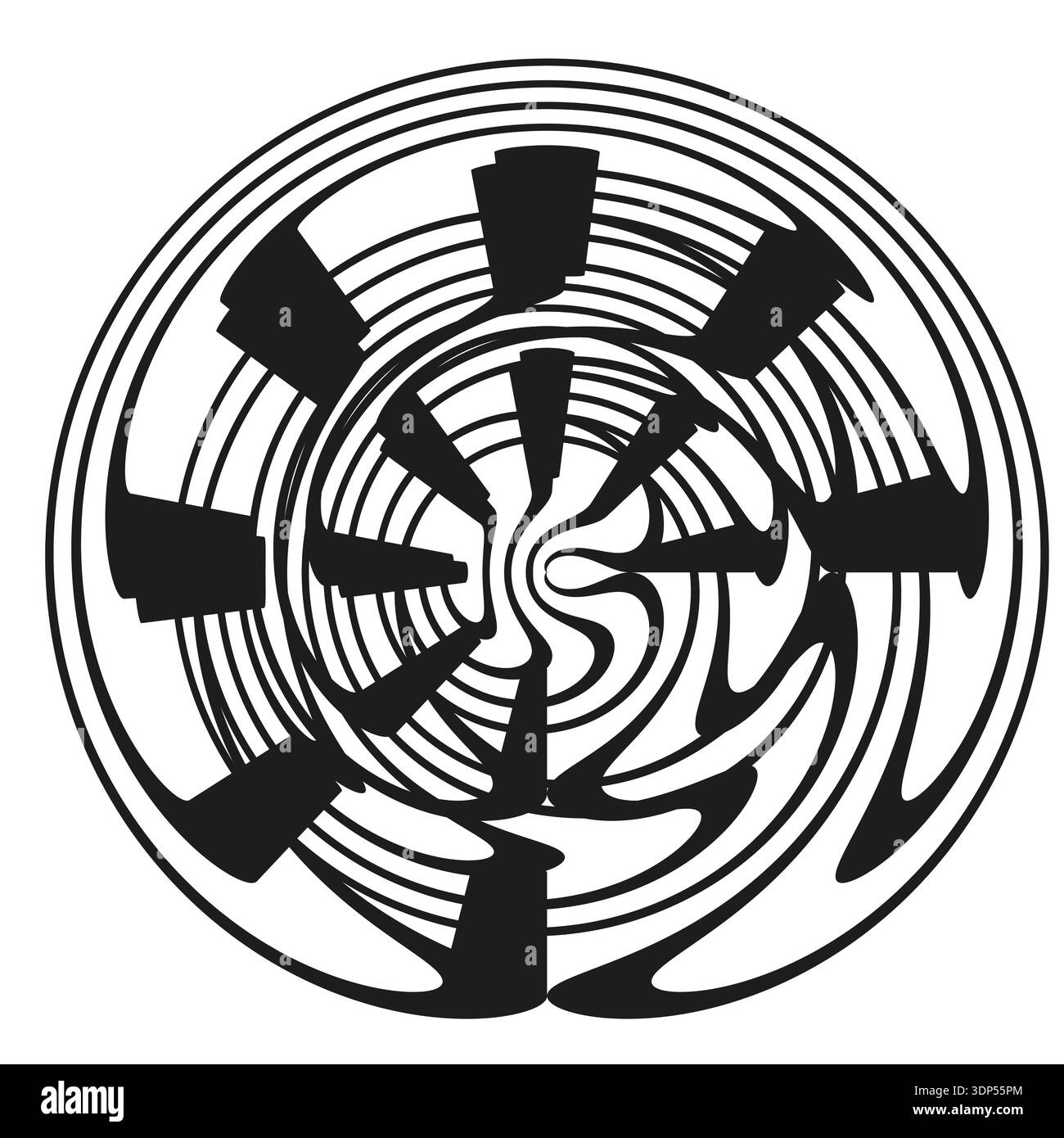 Abstract swirl Vector. Dynamic vortex pattern. Black paint stroke. Circular motion design Stock Vector