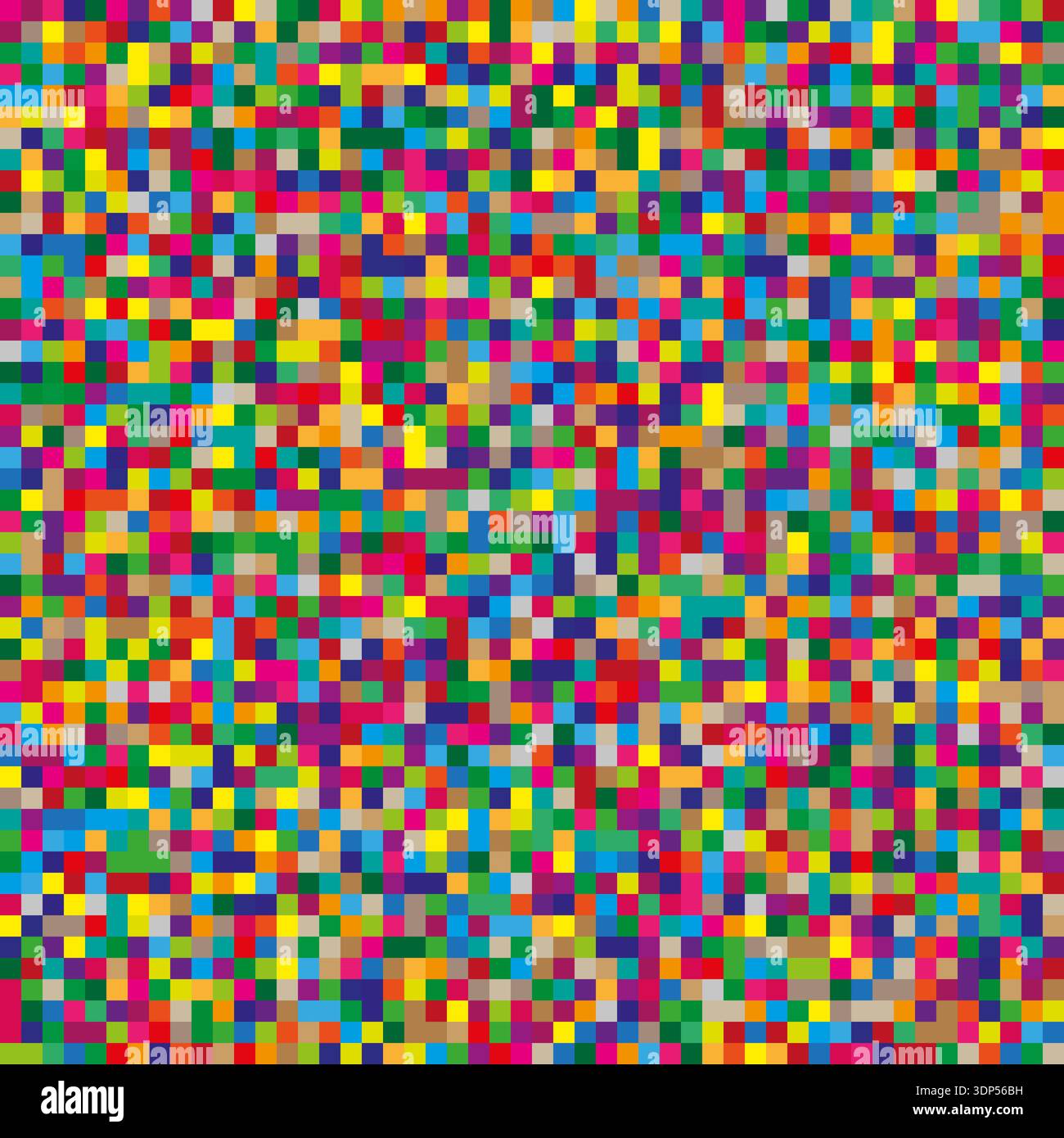 Colorful pixel noise. Vibrant Vector mosaic. Digital static pattern. Abstract square texture. Stock Vector