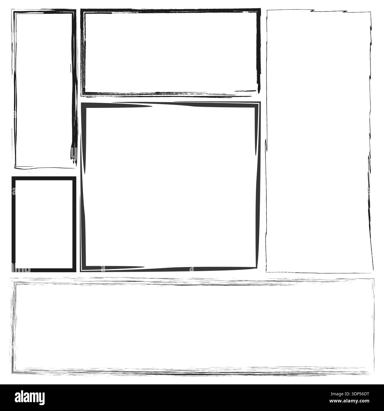 Blank frame set. Square border Vector. Empty page template. Clean layout design Stock Vector