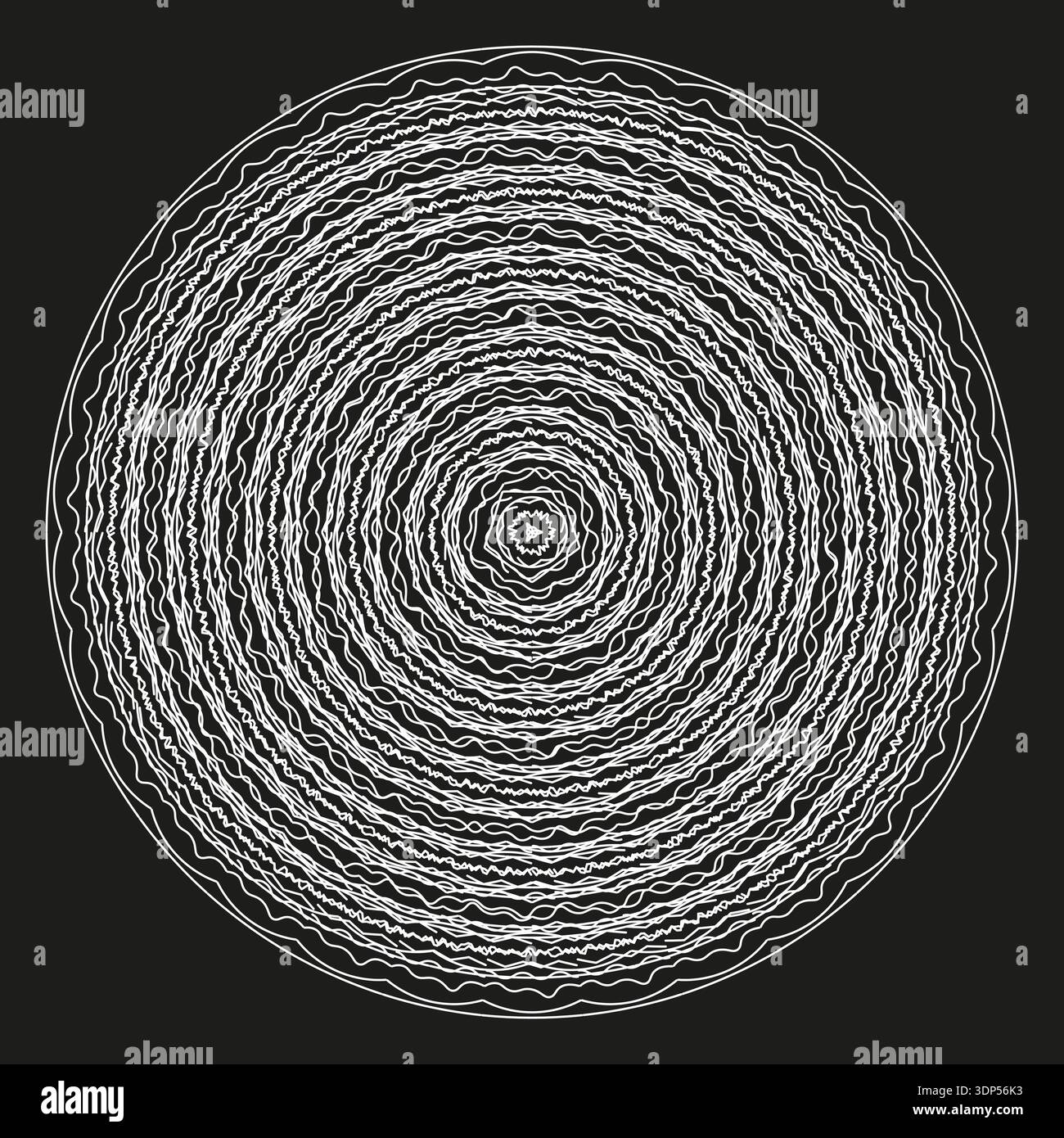 White circle swirl. Concentric ring Vector. Abstract target pattern. Dark radial background. Stock Vector