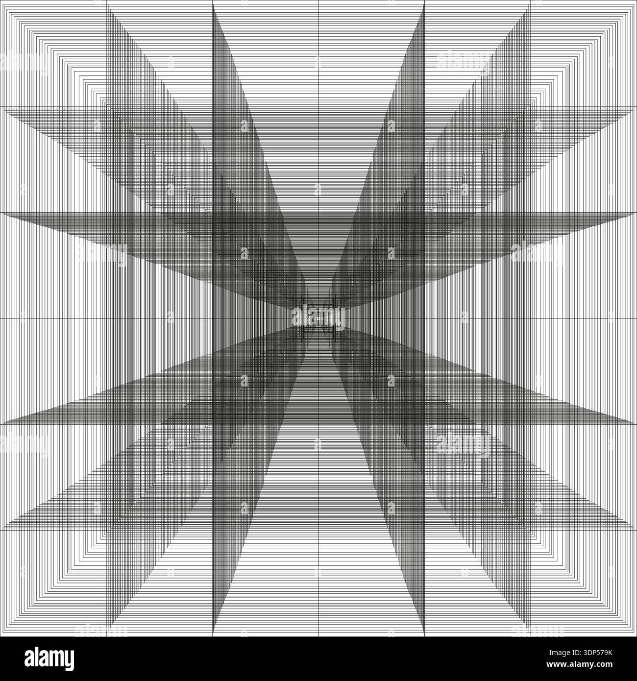Cross line perspective. Geometric x shape. Abstract net Vector. Wireframe grid art. Stock Vector