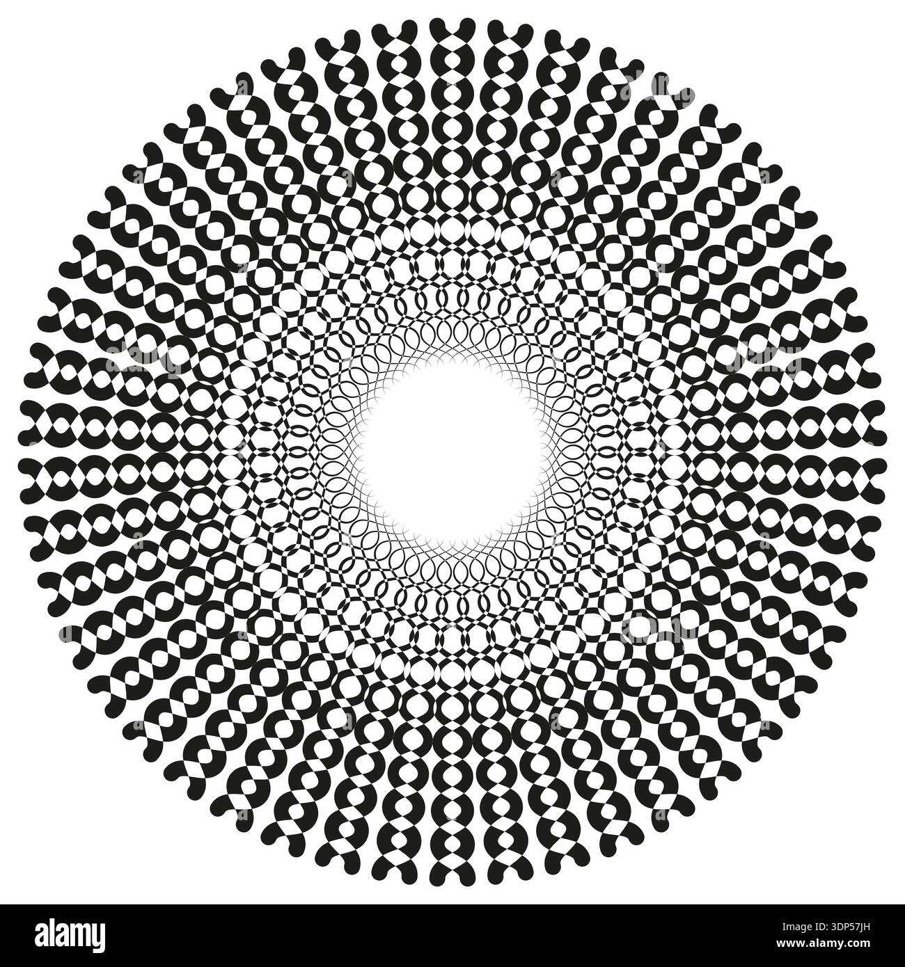 Dotted mandala icon. Round halftone shape. Circle pattern Vector. Geometric art design. Stock Vector