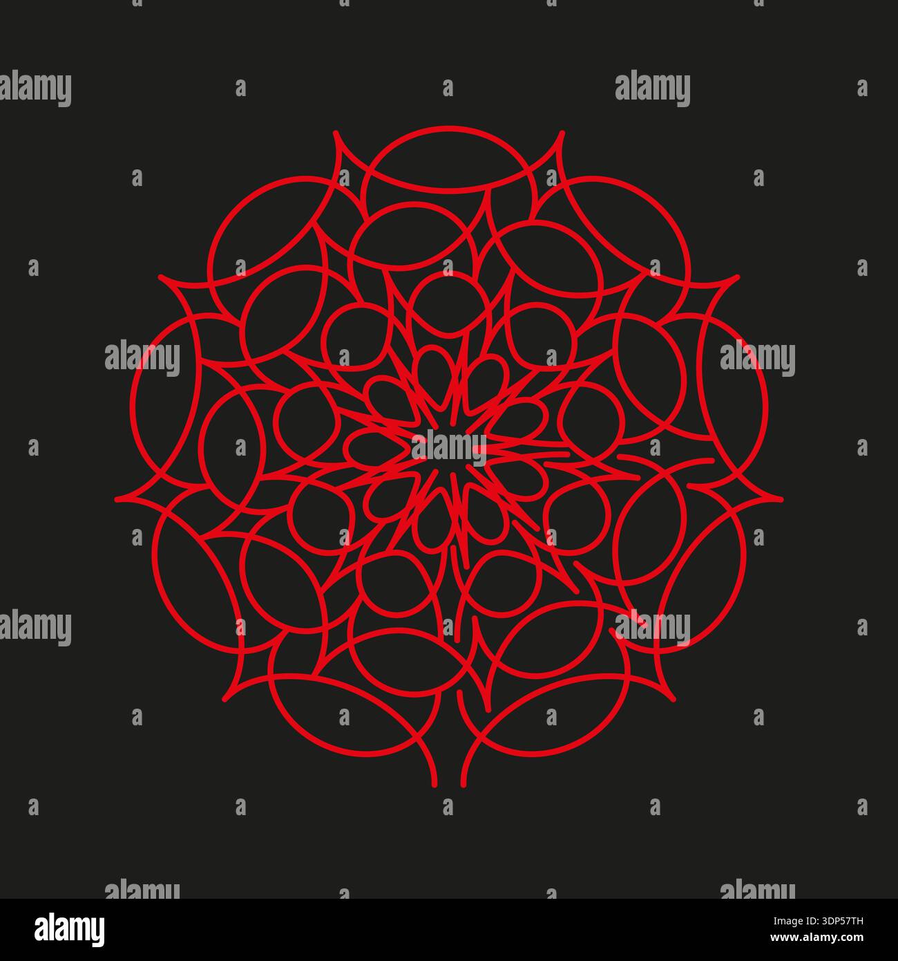 Red mandala circle. Celtic knot pattern. Round ornament Vector. Geometric line art. Stock Vector