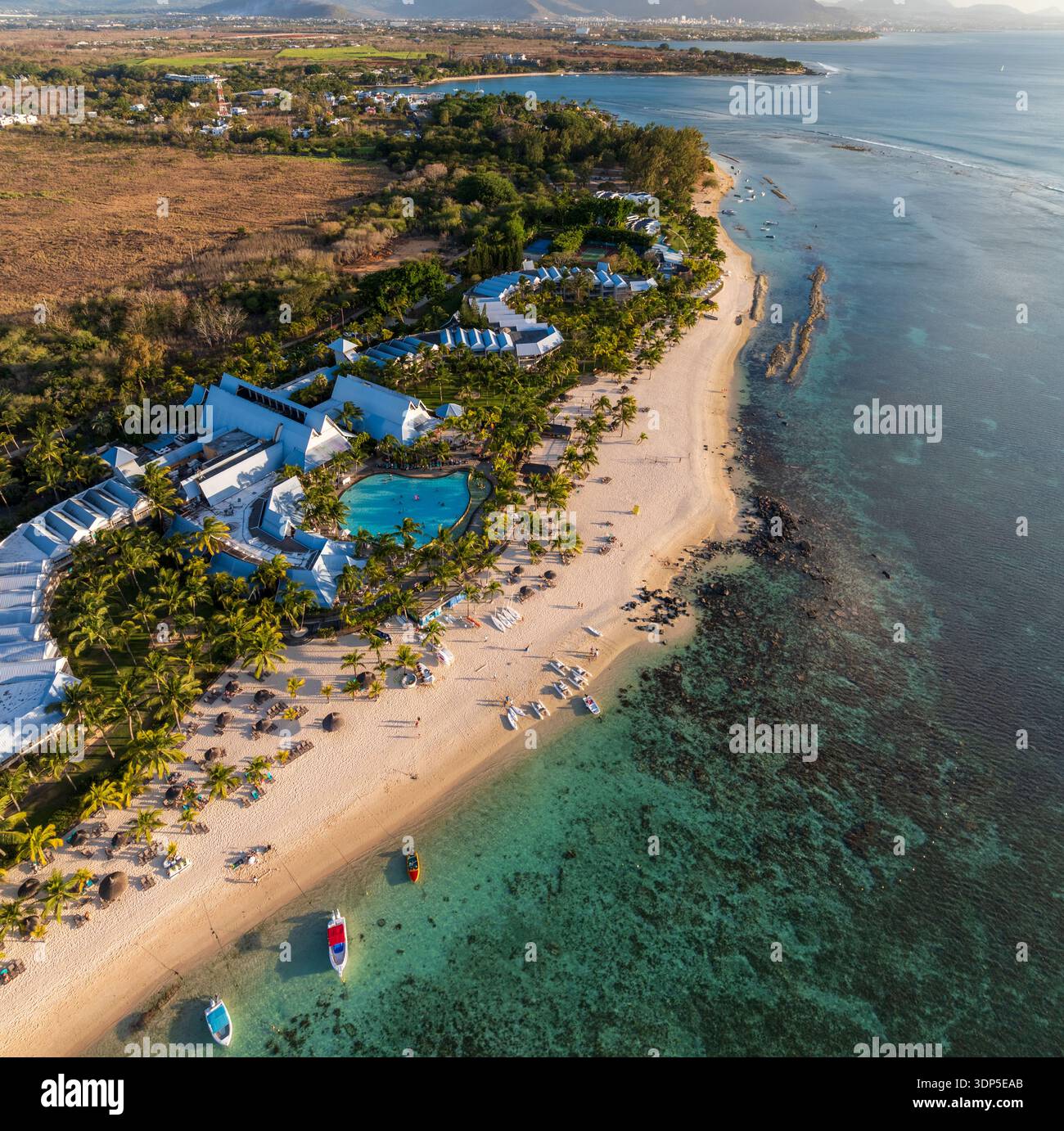 Aerial view palm trees bordering hi-res stock photography and images ...