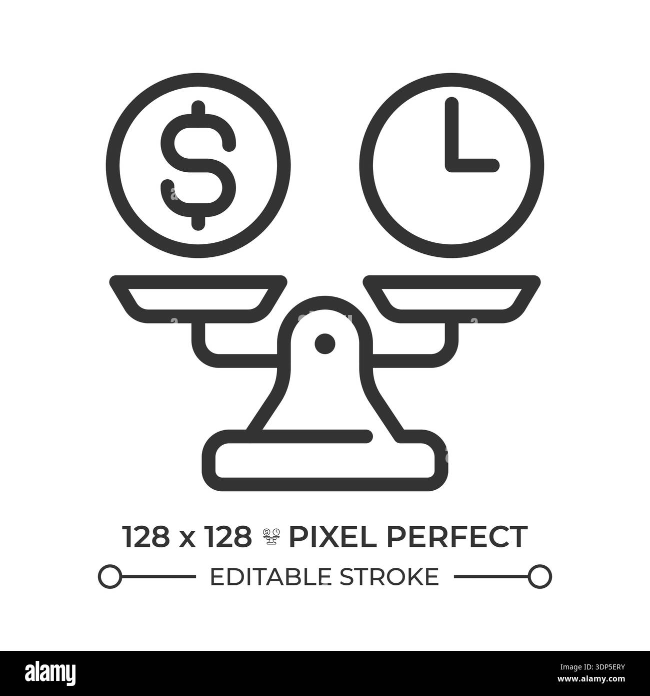 Break even point pixel perfect line icon Stock Vector