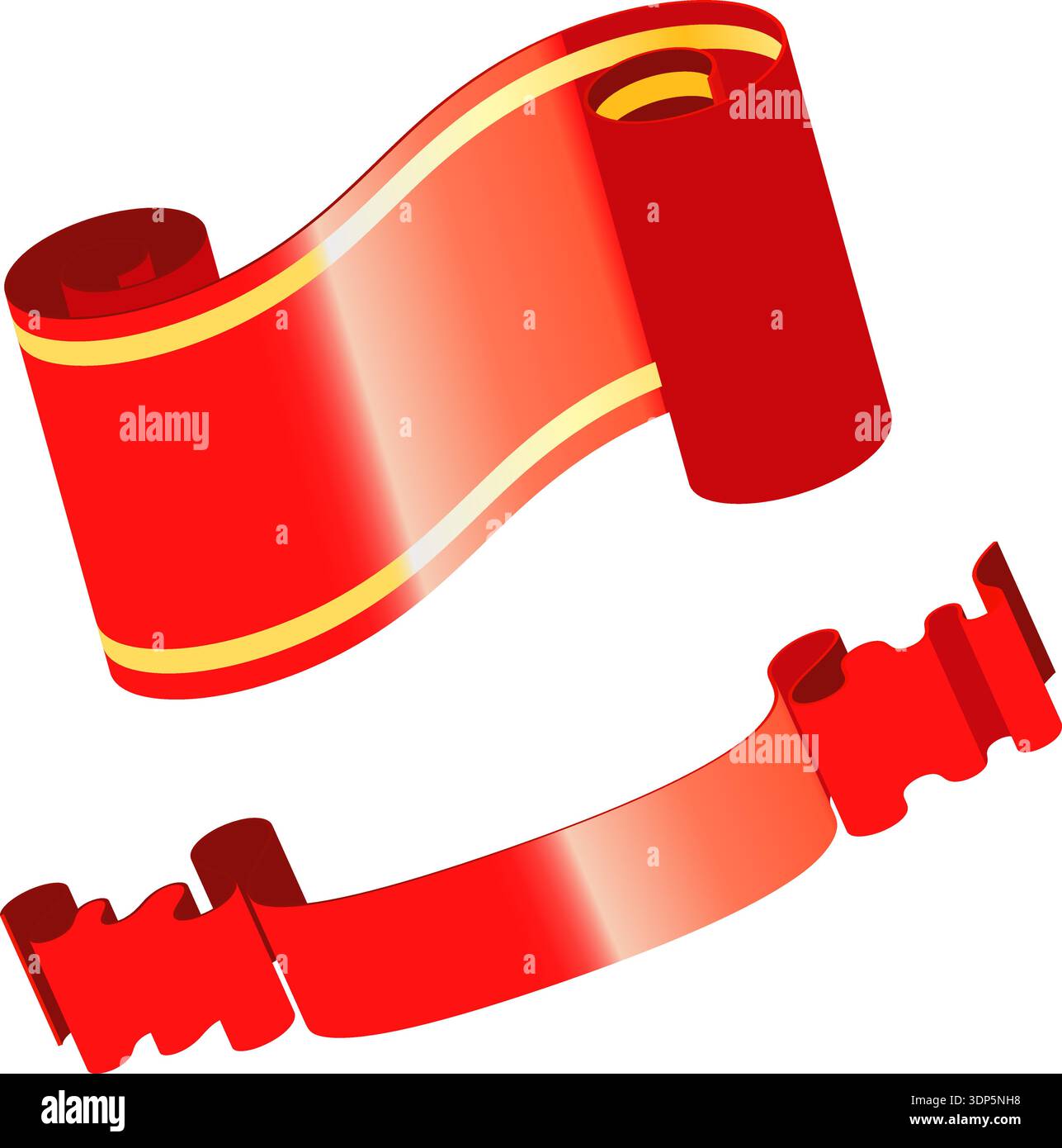 Collect Scroll Paper and Ribbon, template for design Stock Vector