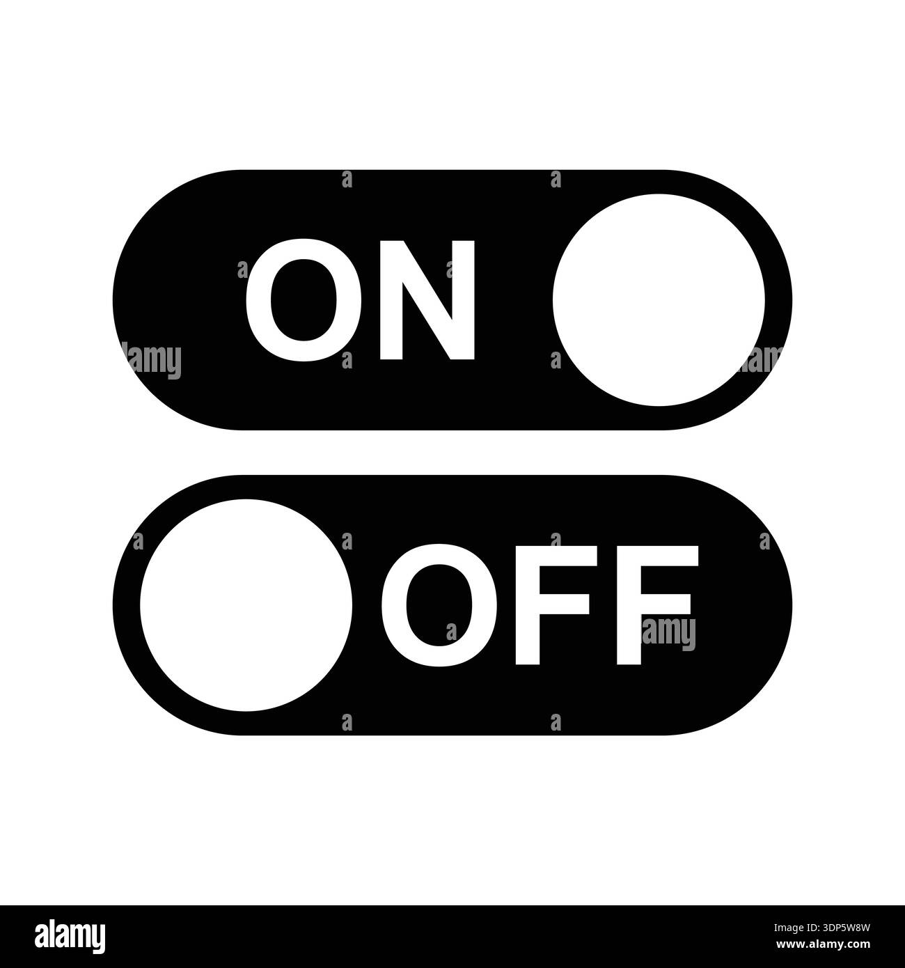 High quality vector illustration of on and off toggle switch buttons in ...