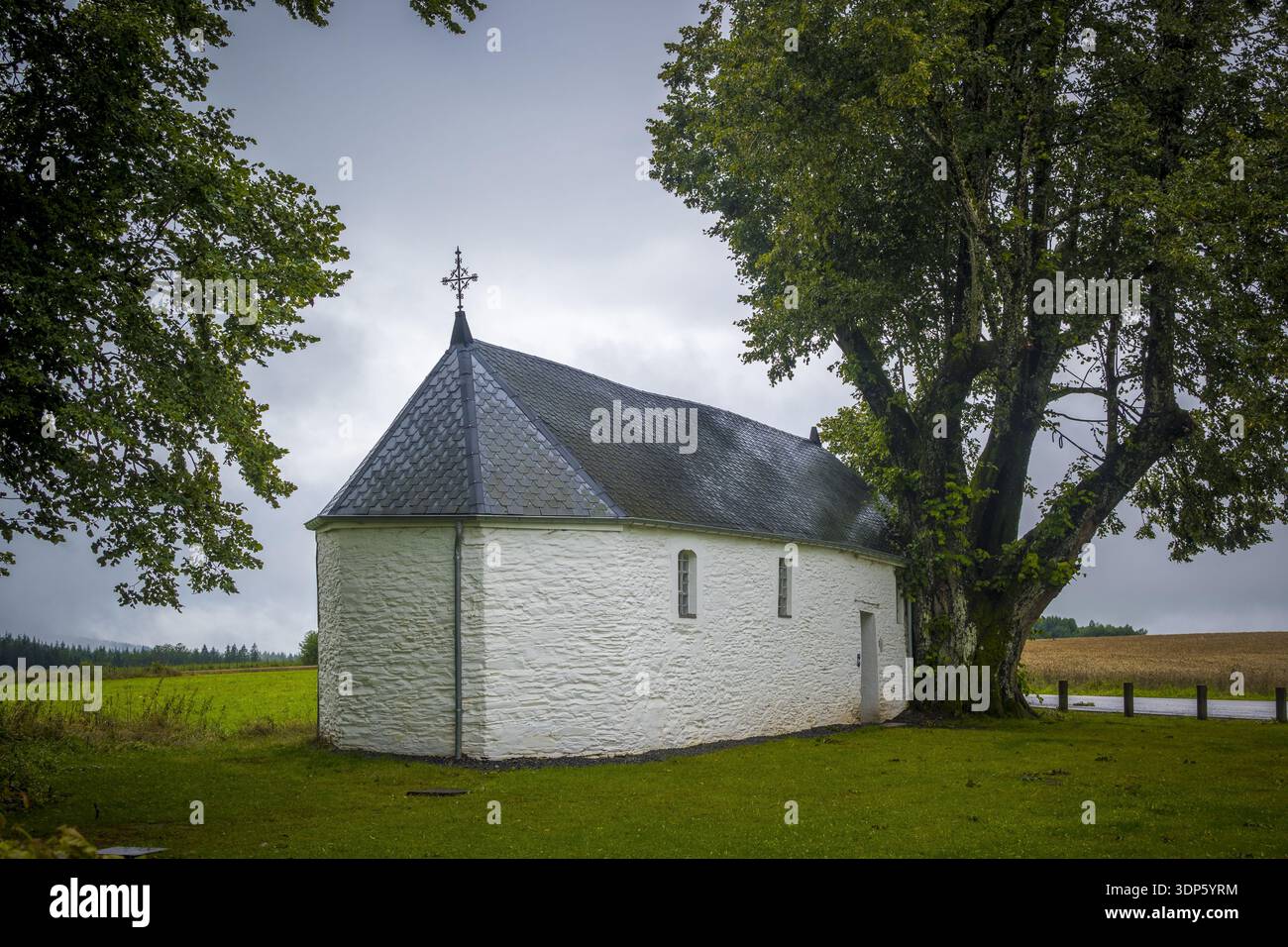Oizy, Belgium, 3th of August 2023: View on Chapelle de Oizy, or Chapel Notre-Dame de bon Secours or Our Lady of Good Help Stock Photo