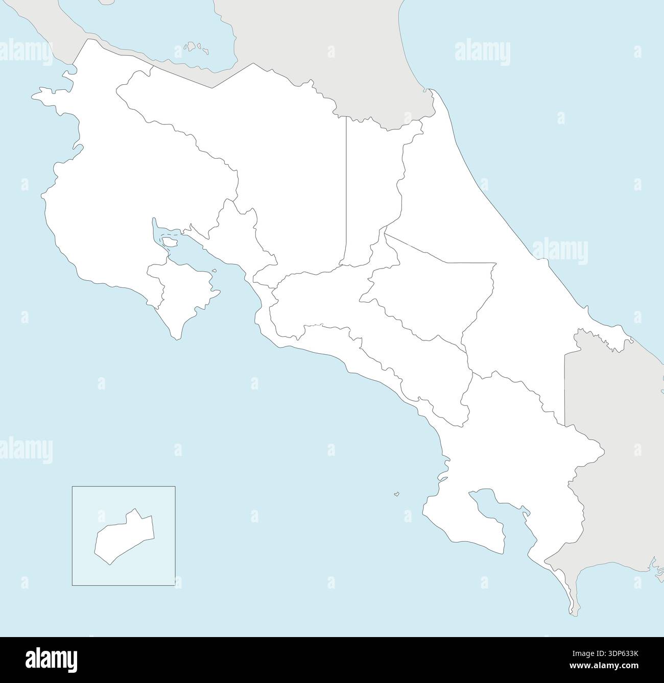 Vector blank map of Costa Rica with regions and administrative ...