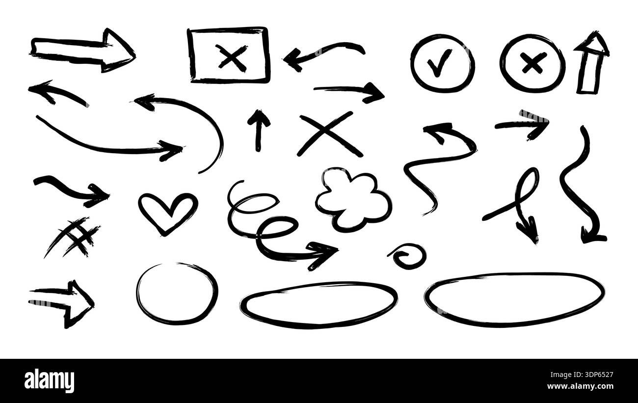 Check Arrows Vector Hand drawn doodle arrows check marks cross symbols minus signs and ...