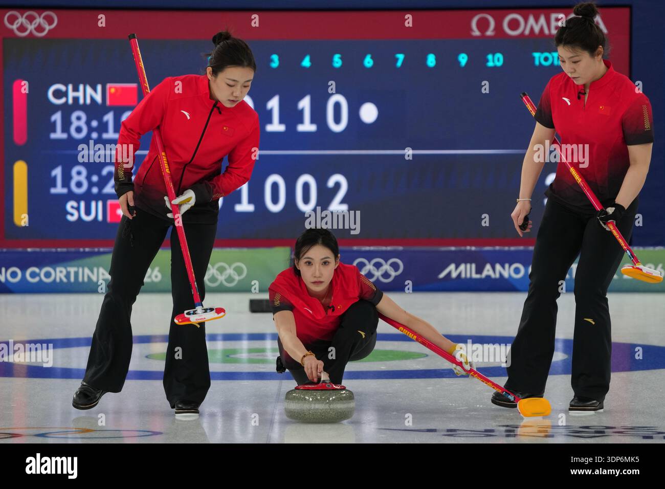 China's Jiang Jiayi, Dong Ziqi , and Wang Rui in action during the ...