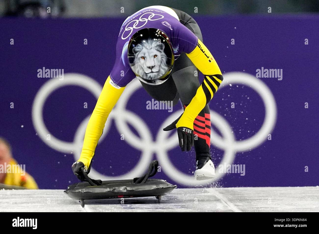 Belgium's Kim Meylemans starts for a women's skeleton run at the 2026 ...