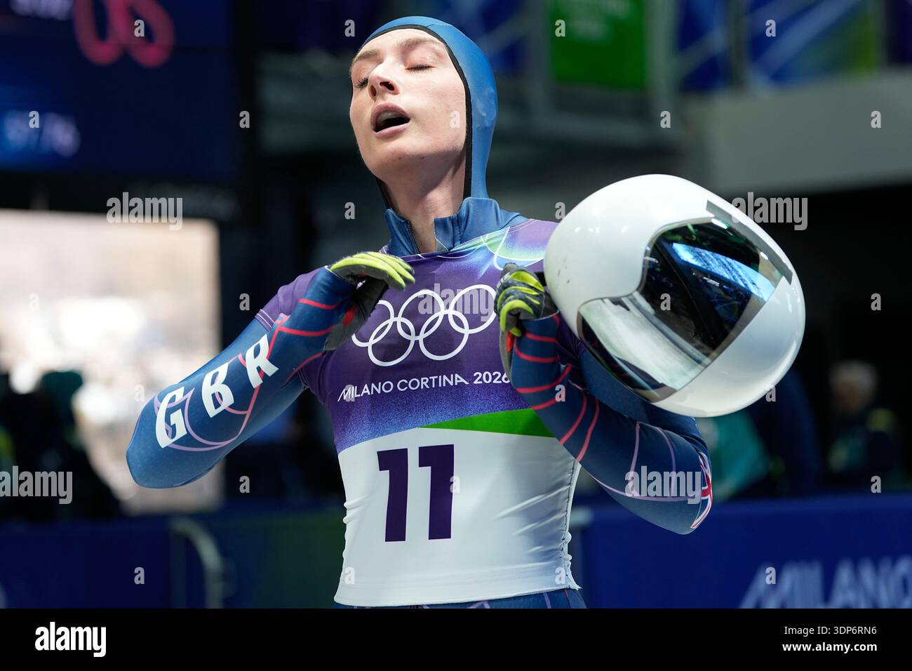 Sam Tarbit Britain's Freya Tarbit arrives at the finish during a women's skeleton ...