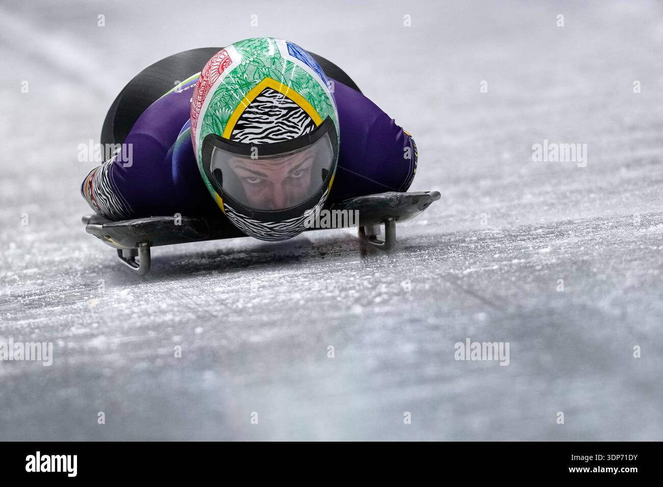 South Africa's Nicole Burger starts for a women's skeleton run at the ...