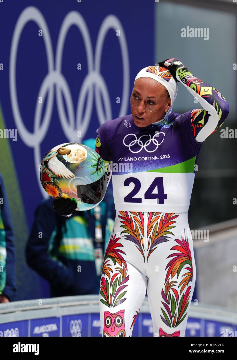 Puerto Rico's Kellie Delka during heat one of the Women's Skeleton at ...