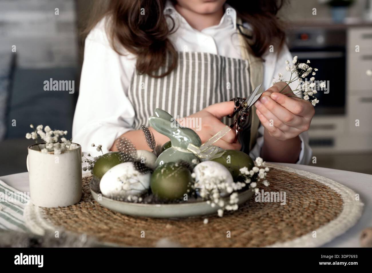 Easter preparation: creating a festive eco-friendly centerpiece Stock Photo