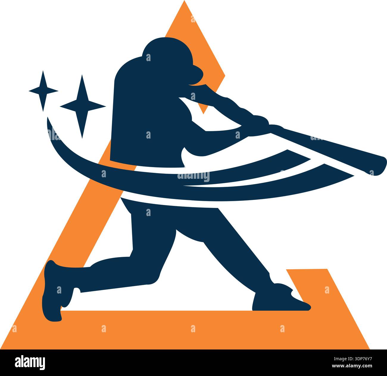 Baseball player split name monogram on white background. Isolated illustration Stock Vector