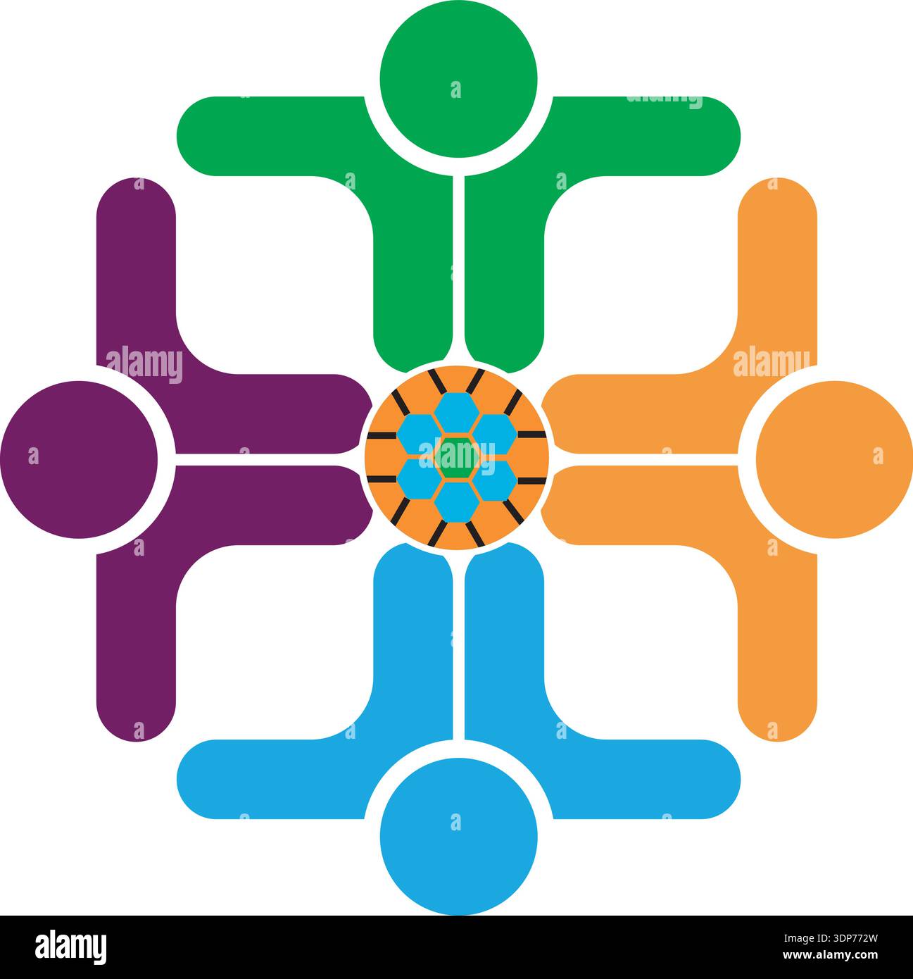Colorful abstract four people logo vector Stock Vector