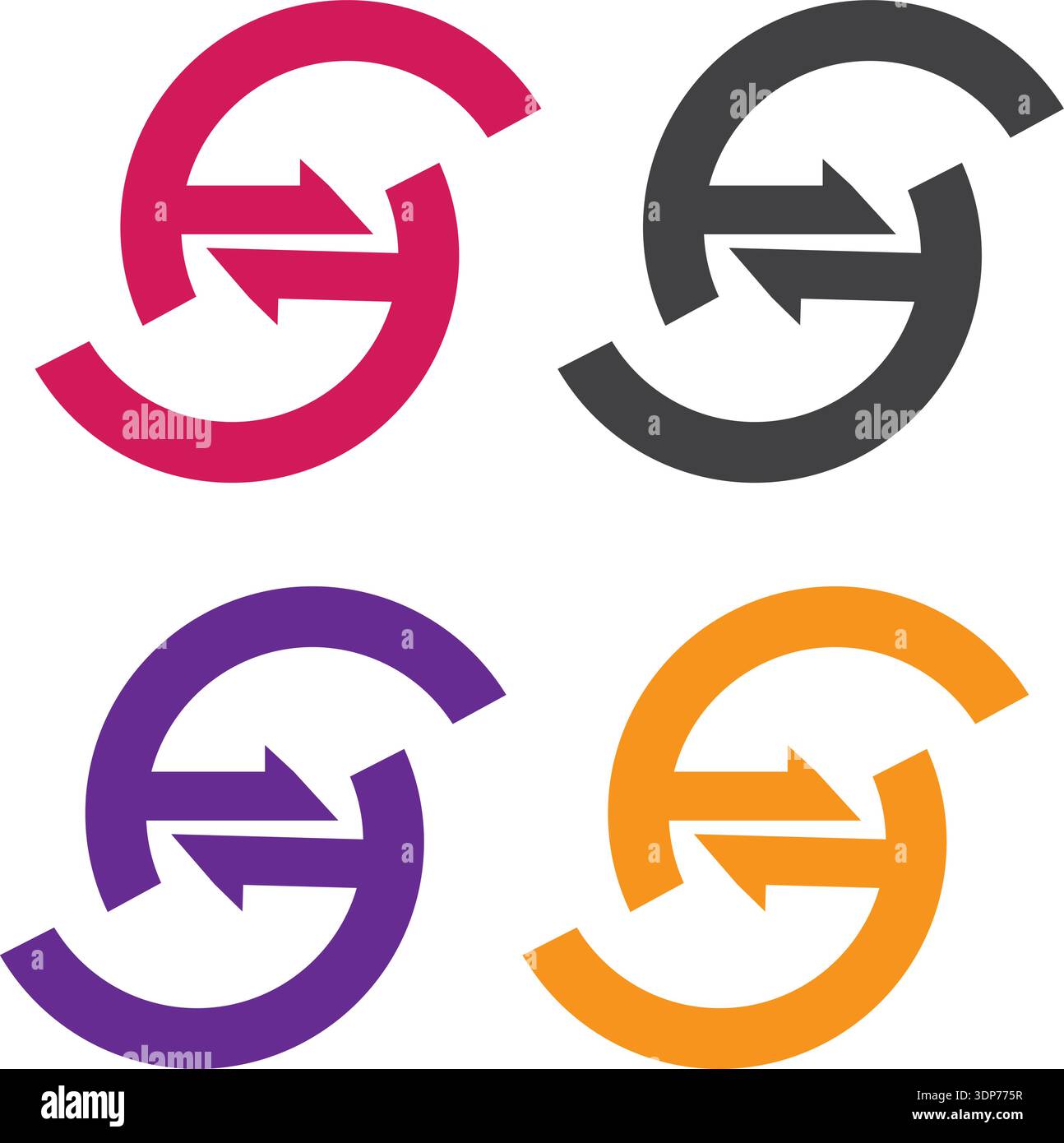initial letter logo ee, e inside e rounded lowercase red flat Stock Vector