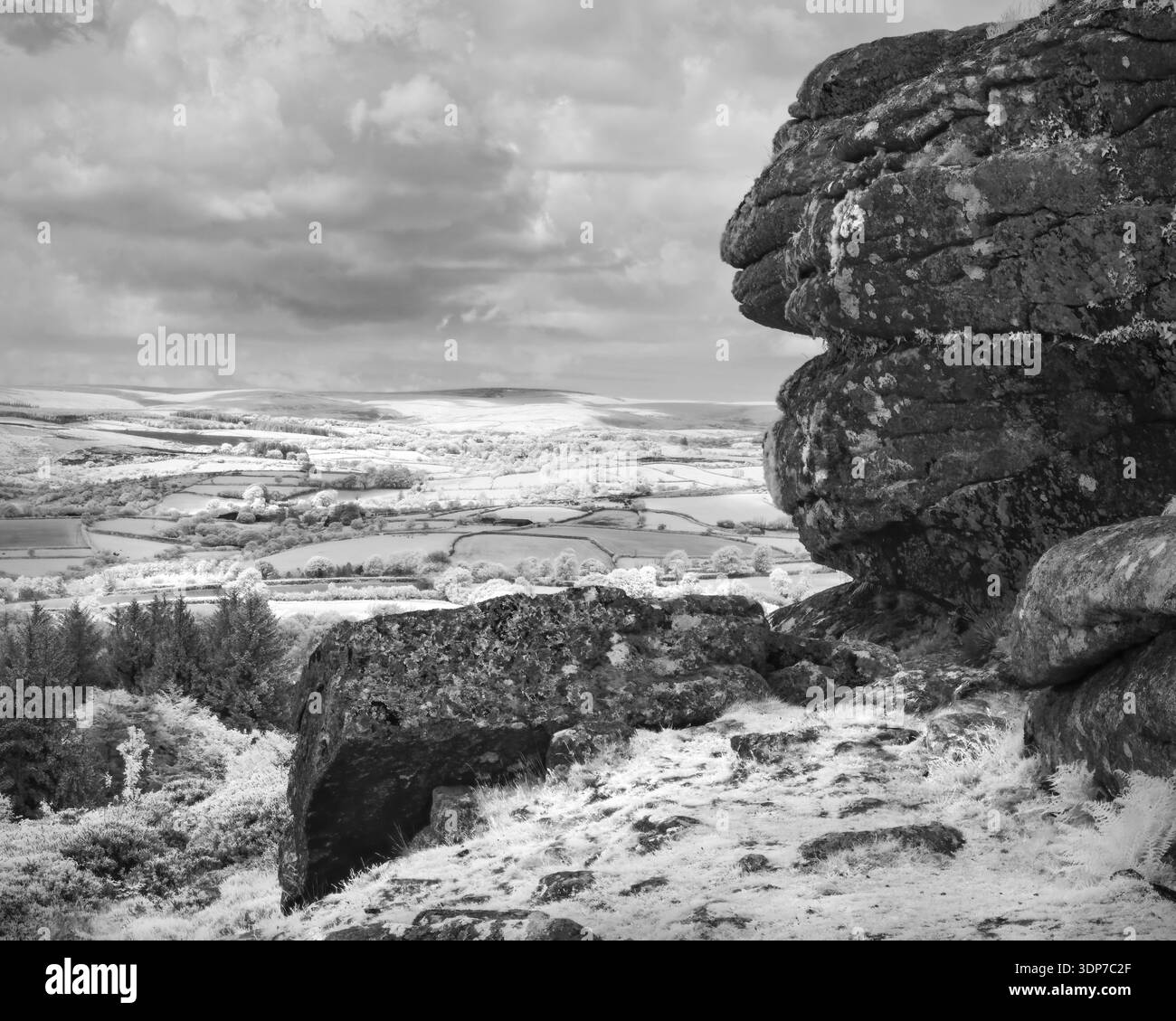 A black and white Infrared picture of the rocky outcrop at the top of ...