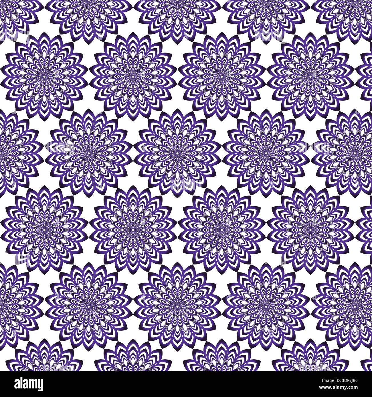 Seamless Purple Gradient Floral Mandala Pattern Stock Vector