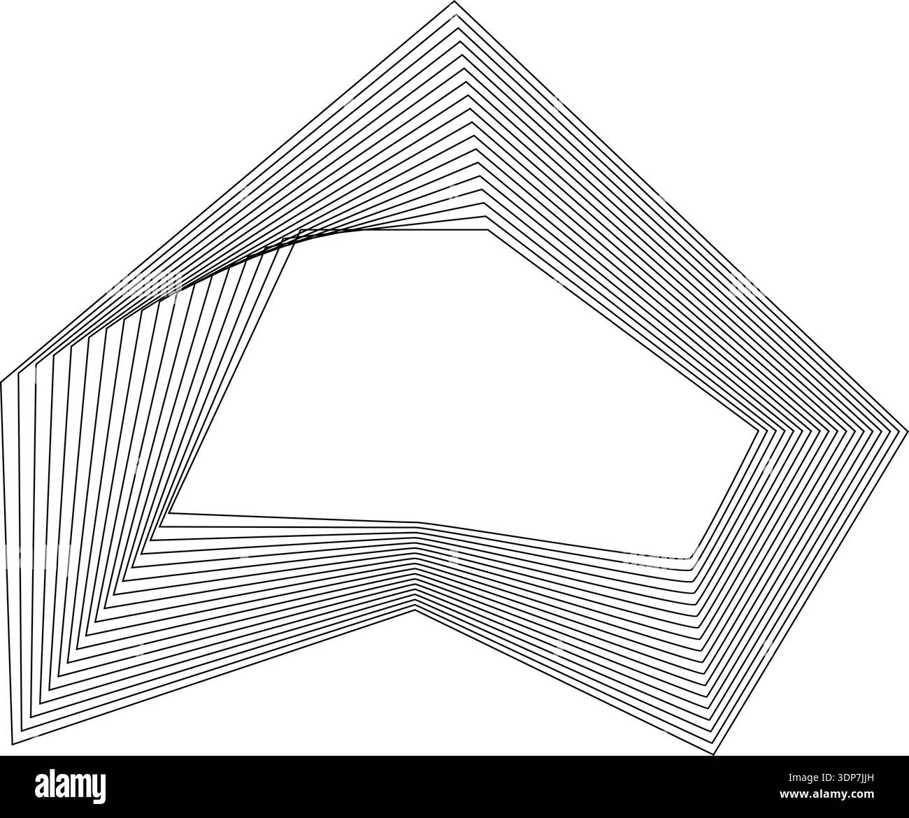 Hard sharp pointed shape created from concentric square lines with hollow center and angular contour. Stock Vector