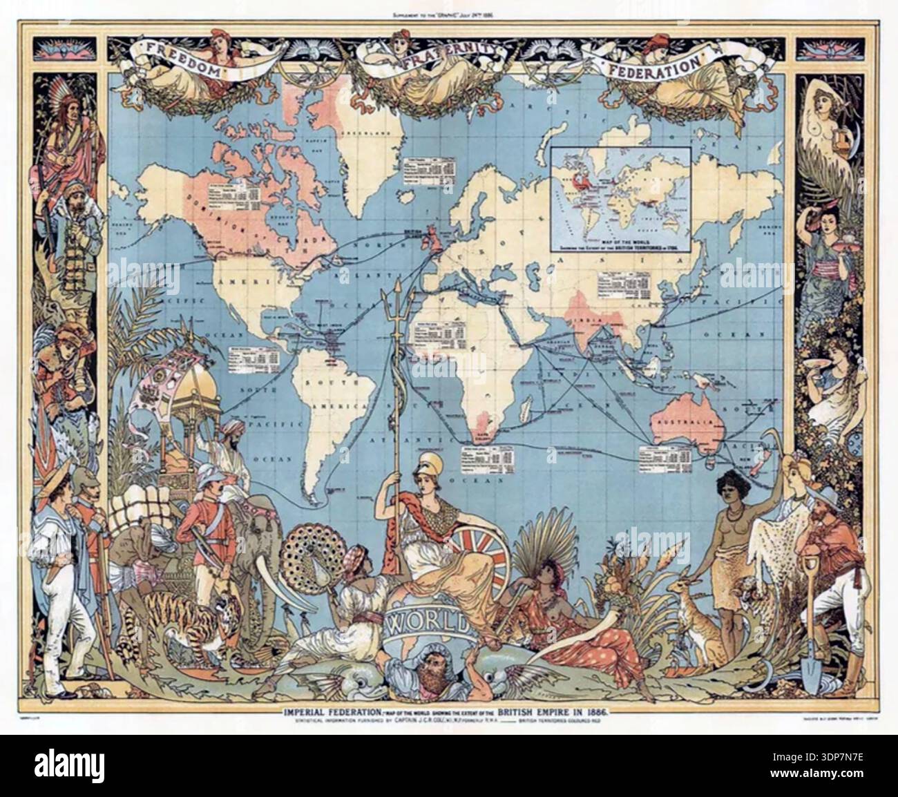Vintage map of the british empire hi-res stock photography and