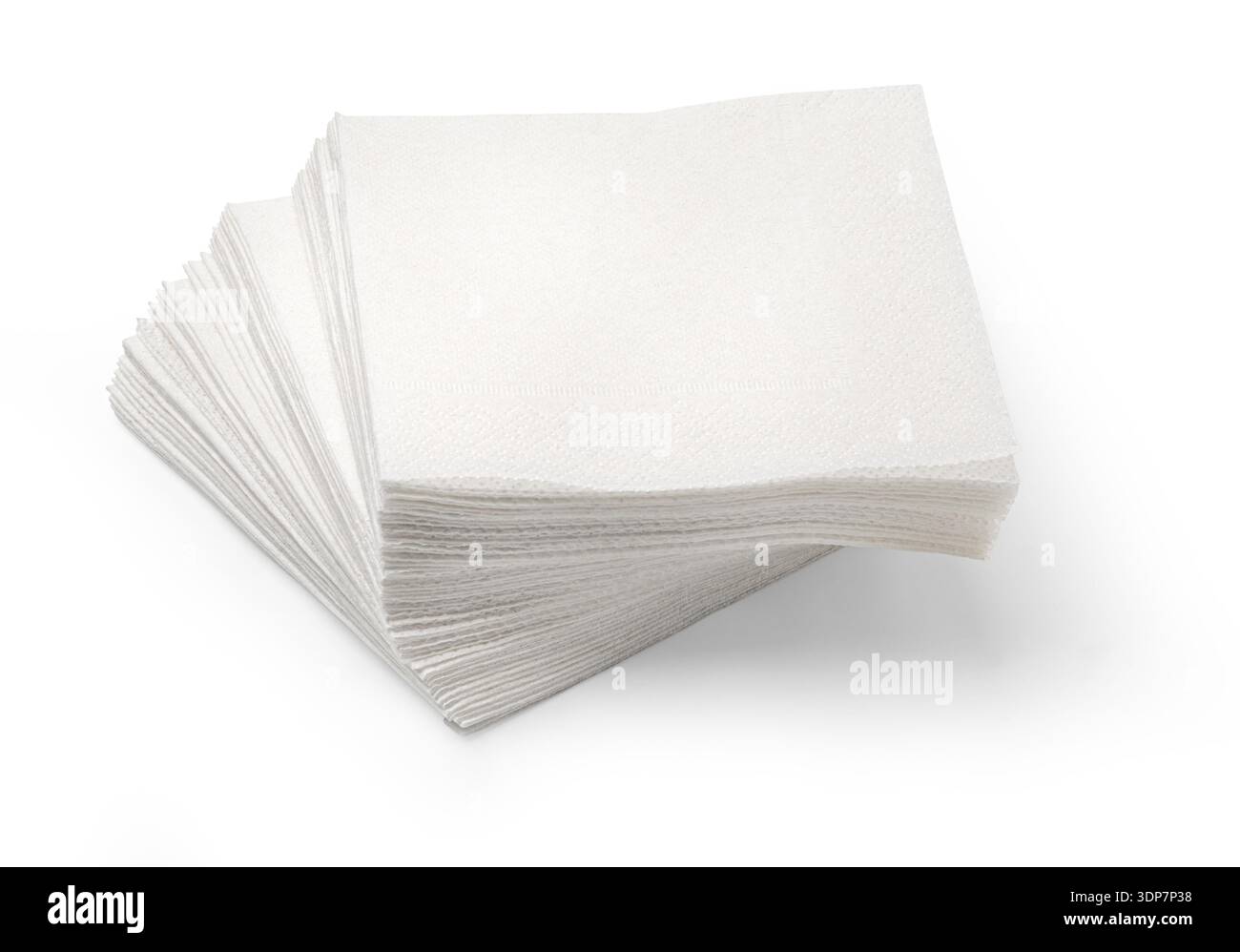 Stack of clean white paper napkins isolated on pure white background Stock Photo