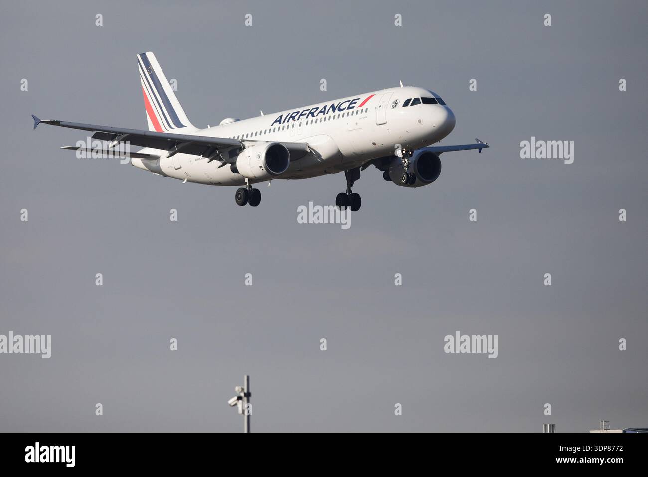 Otopeni, Romania - January 17, 2023: Air France plane landing on Henri Coanda International Airport, near Bucharest, Romania. Stock Photo