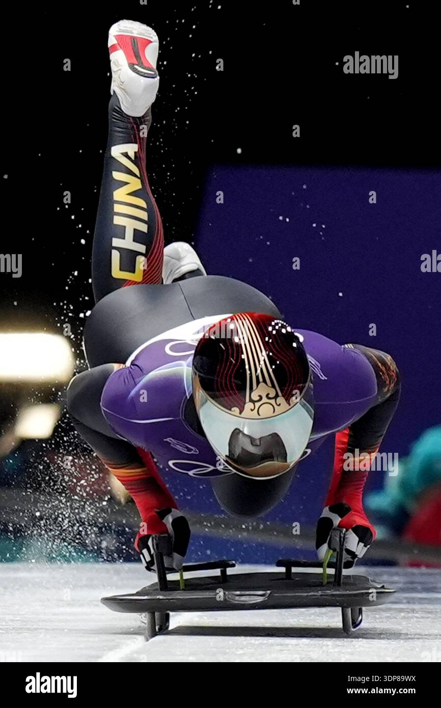 China ’s CHEN Wenhao during Skeleton Men at the Cortina Sliding Centre ...