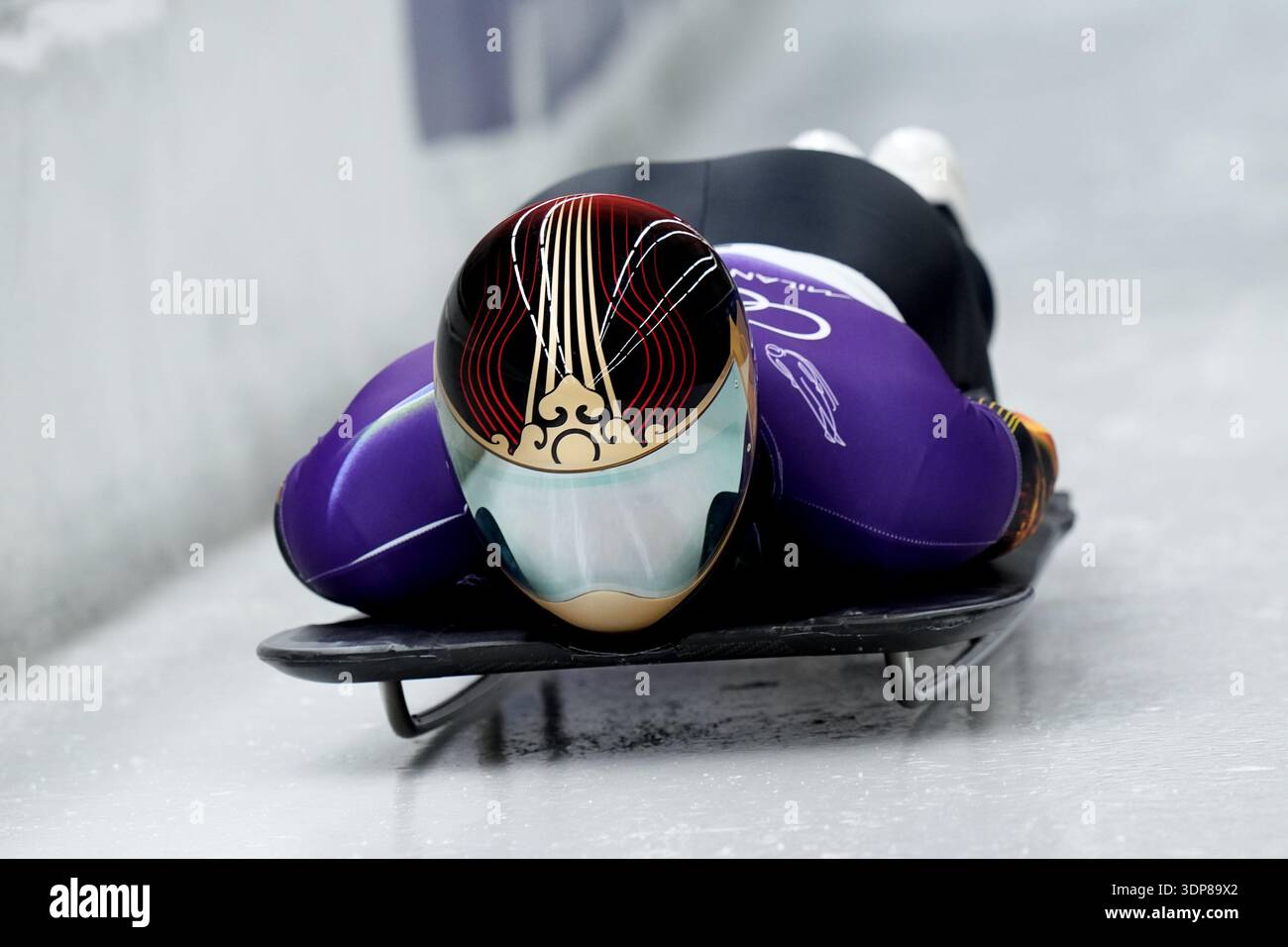 China ’s CHEN Wenhao during Skeleton Men at the Cortina Sliding Centre ...