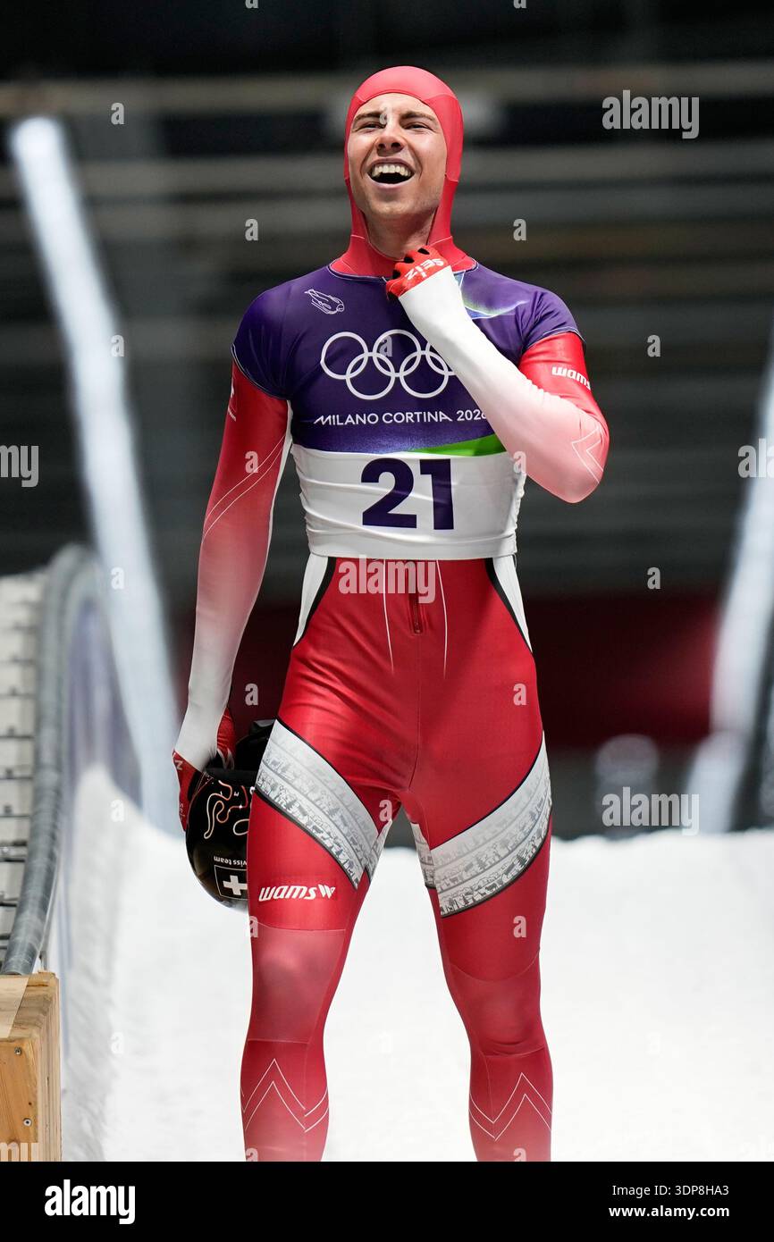 Switzerland's Vinzenz Buff arrives at the finish during a men's ...