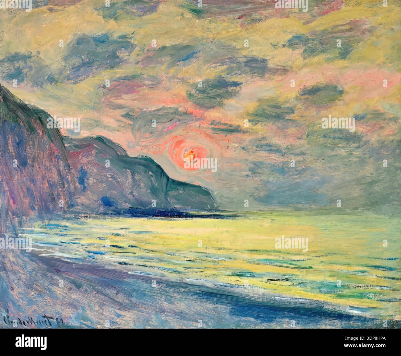 Sunset at pourville claude monet Stock Vector Images - Alamy