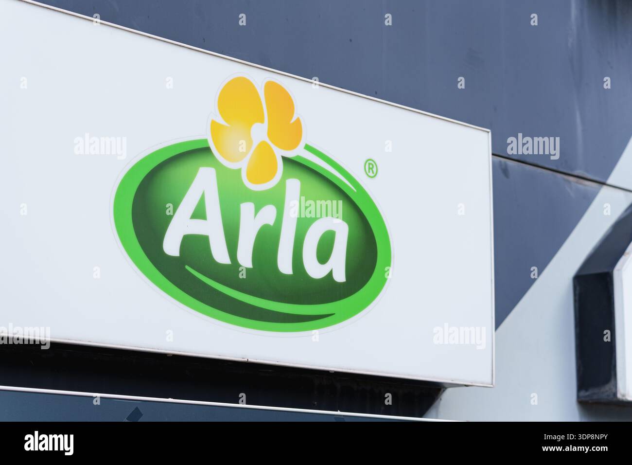 Arla company logo mounted on exterior wall of an office building Stock ...