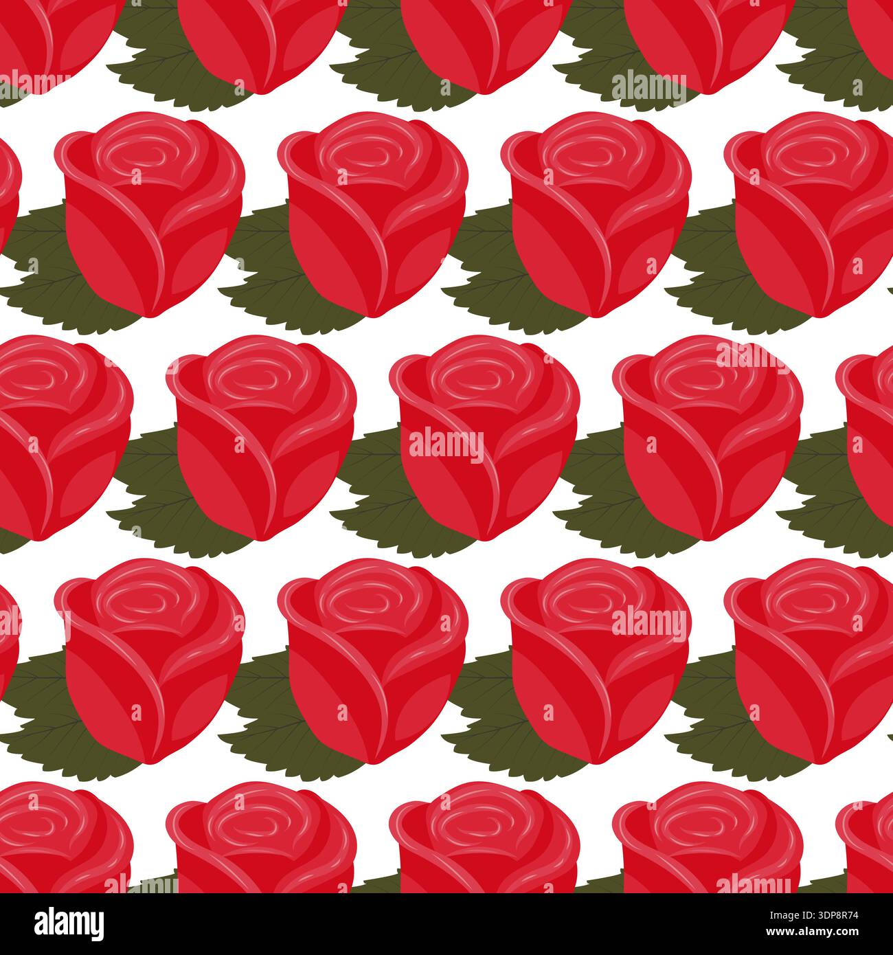 A composition of bright red roses. Seamless pattern. Vector illustration. Stock Vector