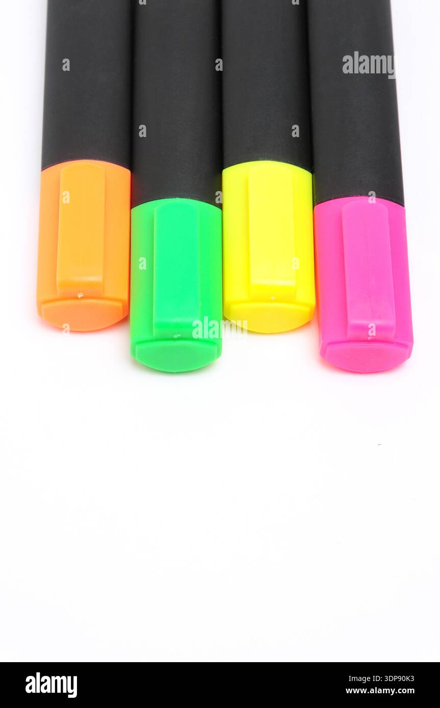 Colored markers for drawing on an isolated white background Stock Photo