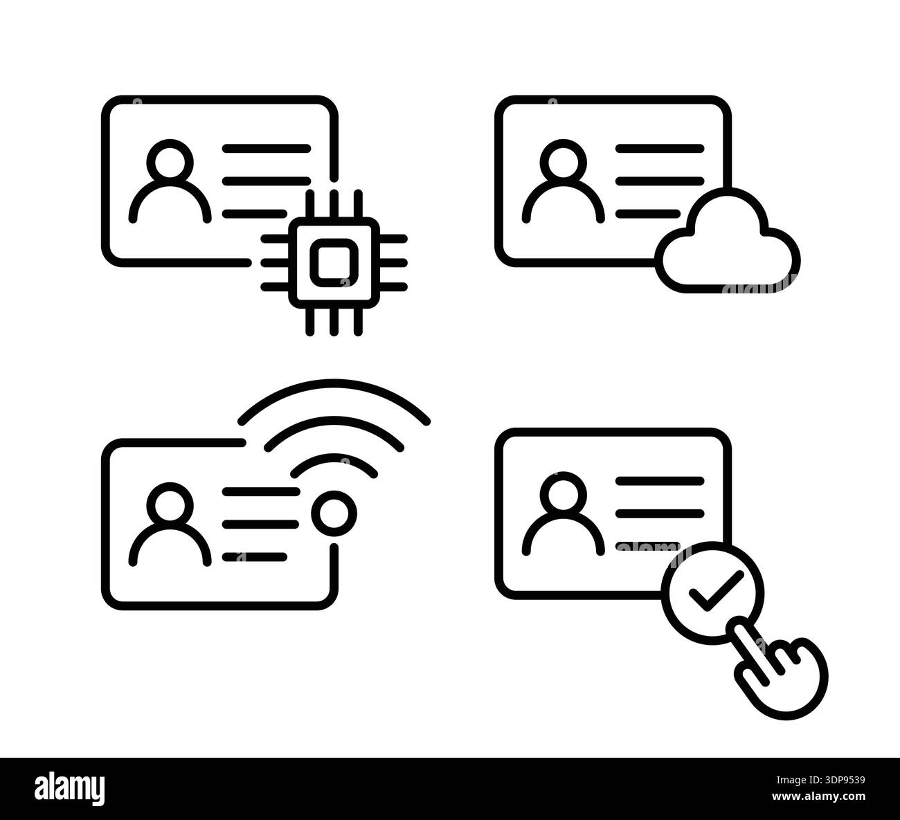 Set of four symbols representing digital identity concepts, showcasing ...